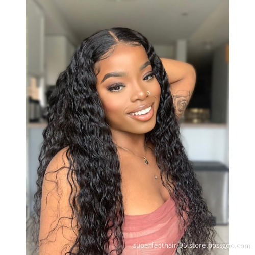 Wholesale Brazilian Virgin Hair Pre Plucked With Baby Hair Transparent Lace Front Wigs Deep Wave For Black Women Wigs